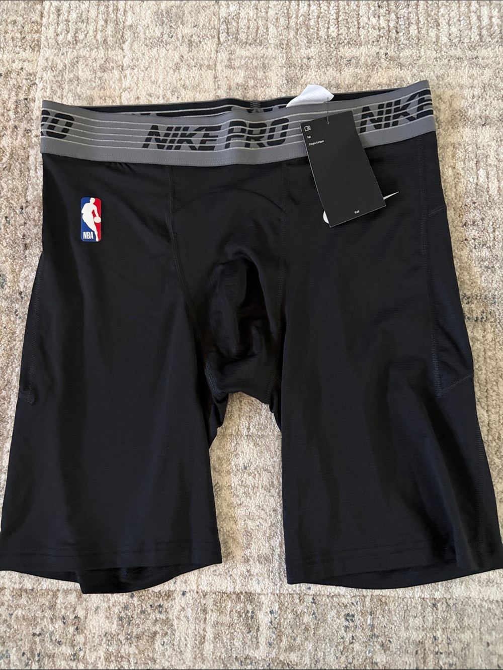 Nike Black Pro Compression Shorts with Gray Logo Waistband